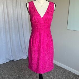 Trina Turk Pink Circular Linen Cotton Blend Lace A-Line Dress Size 10